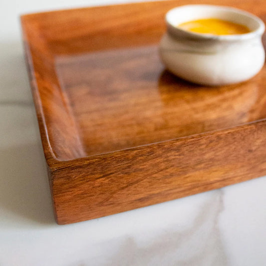 Tea & Snacks Serving Tray | Wooden Serving Tray - Home & Kitchen