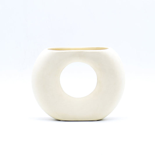 half donut ceramic white vase
