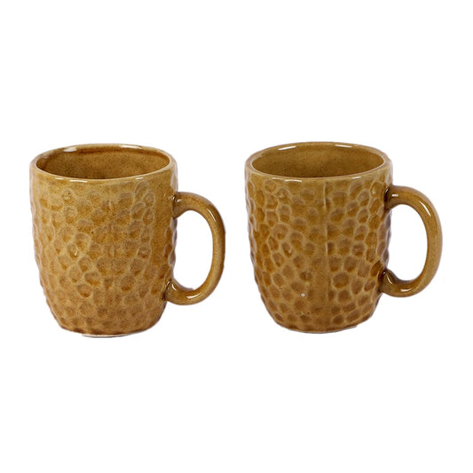 Ochre ceramic mugs set of 2