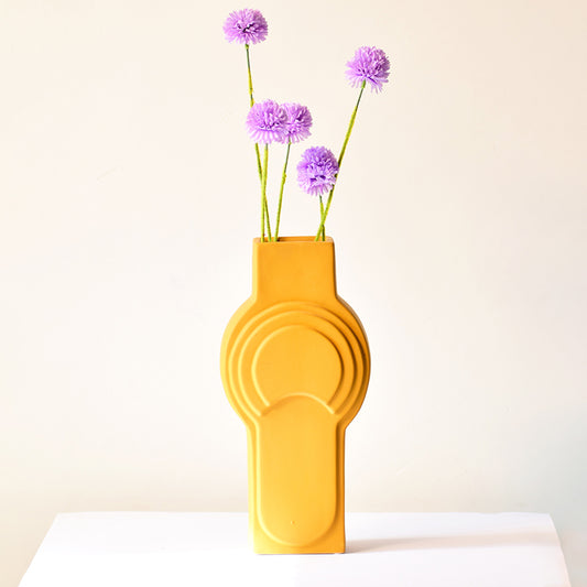 Contour Round Mix Ceramic Vase | Flower Vase for Living Room