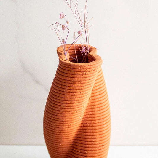 Twisted Table Flower Vase | Terracotta Decorative Vase | Home Decor Gift Item