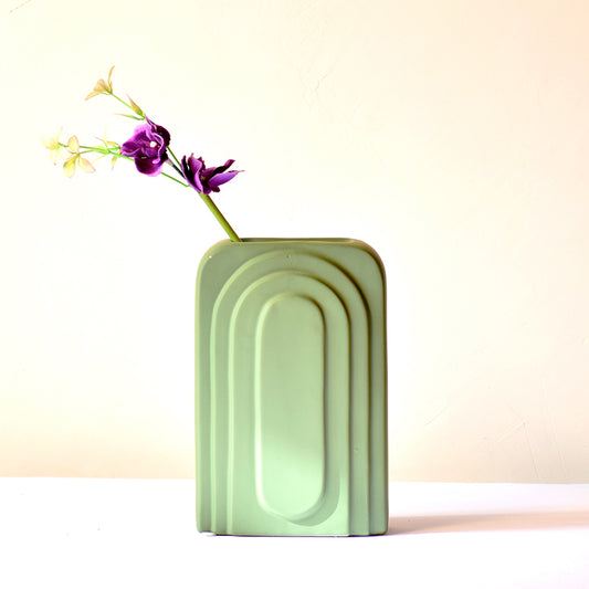 Contour rectangular flower vase in sage