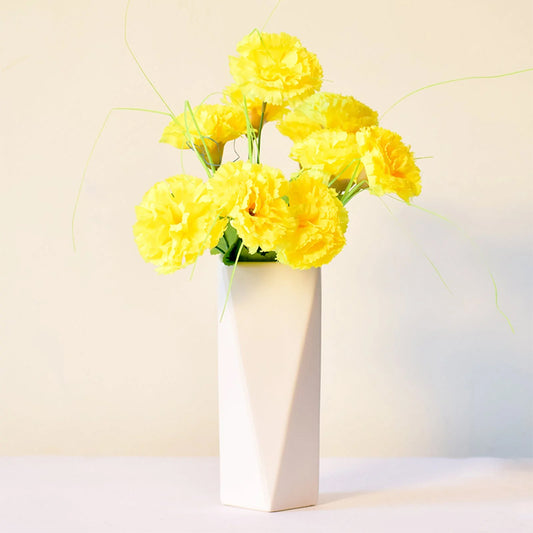 Geometric white flower vase