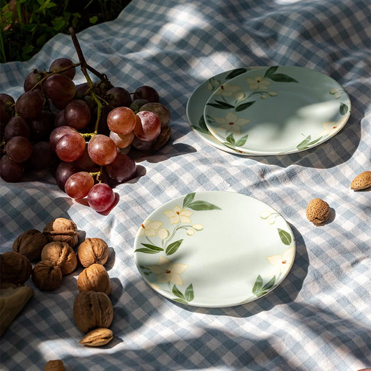 Potato Creeper Appetizer Plates Set of 2 | White Porcelain Plates