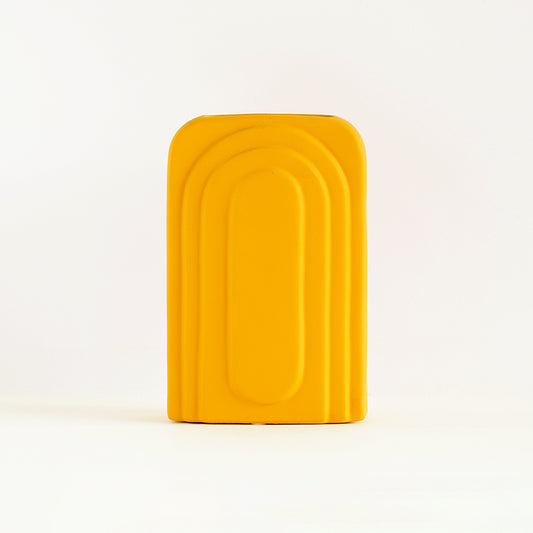 Contour yellow vase in rectangular shape