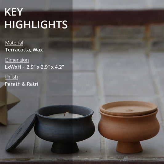 key highlights of terracotta candle with three wicks