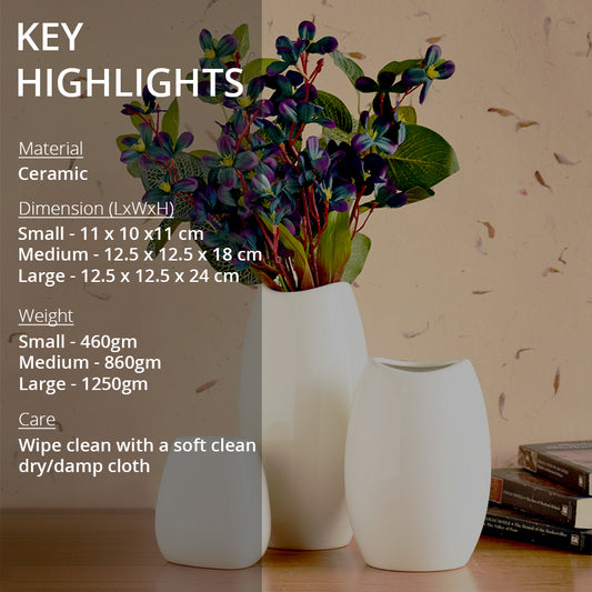 Key highlight of white neck flower vase