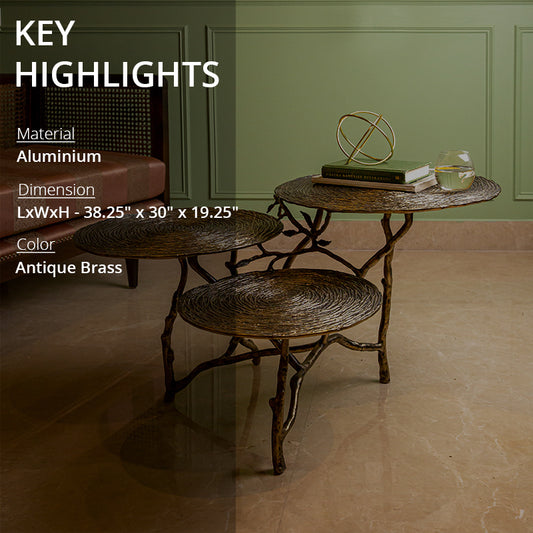 Key highlights of antique brass side table