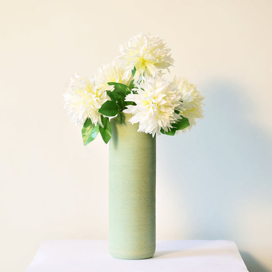 long flower vase in mint green