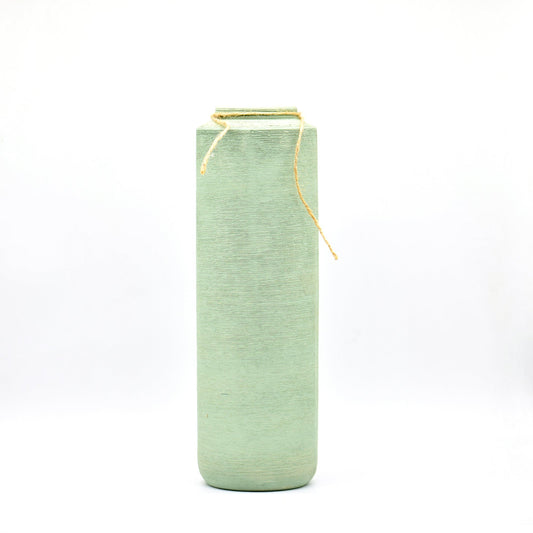 long ceramic vase in mint green