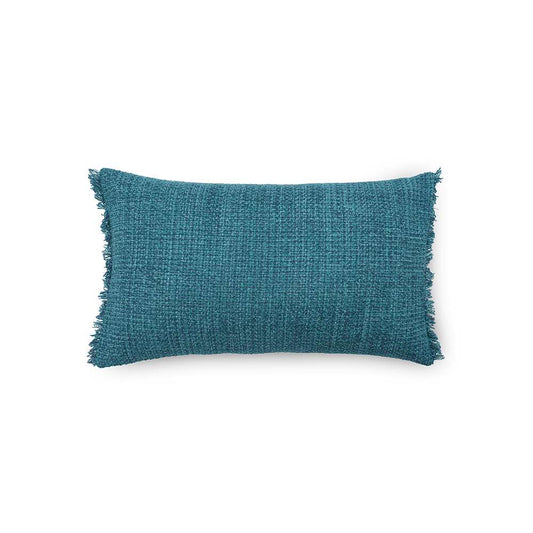 Rectangular cushion with flakes in teal colour