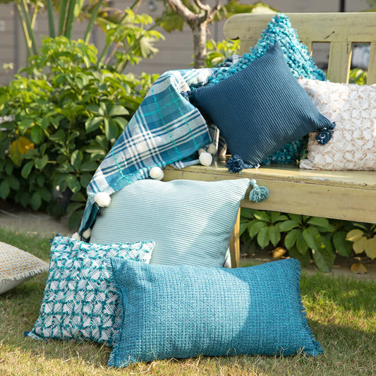 Aesthetic collection of cushions and pillow in garden