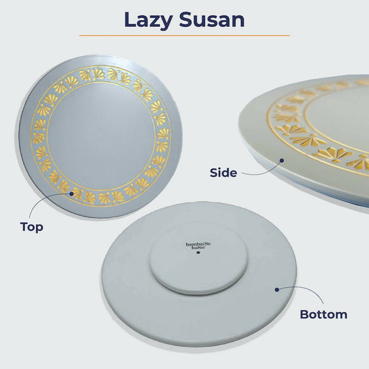 Pebble Grey Lazy Susan Rotating Tray for Kitchen & Dining