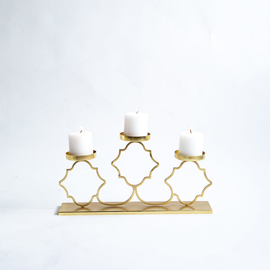 Trio of steel tealight candle holder