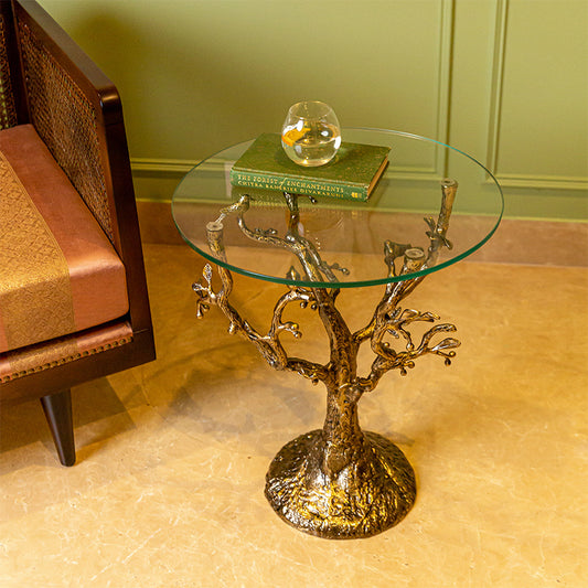 Handcrafted Glass and Metal Nesting Table 