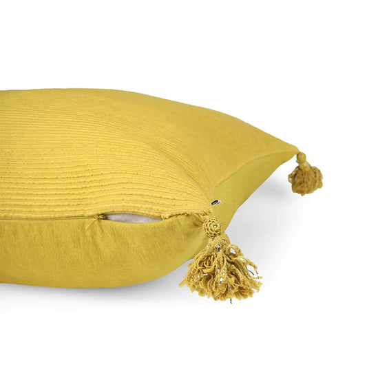 Dark yellow cushion cover with zip