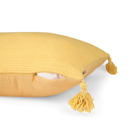 Side view of yellow cushion cover