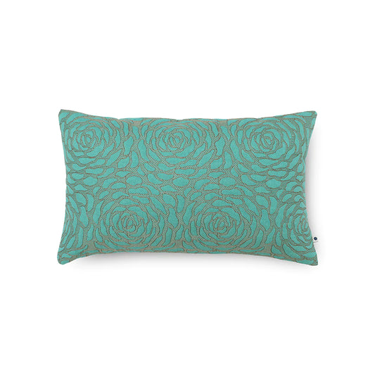 Rectangular sapphire cushion with rose print design