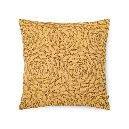 Yellow cushion with rose print