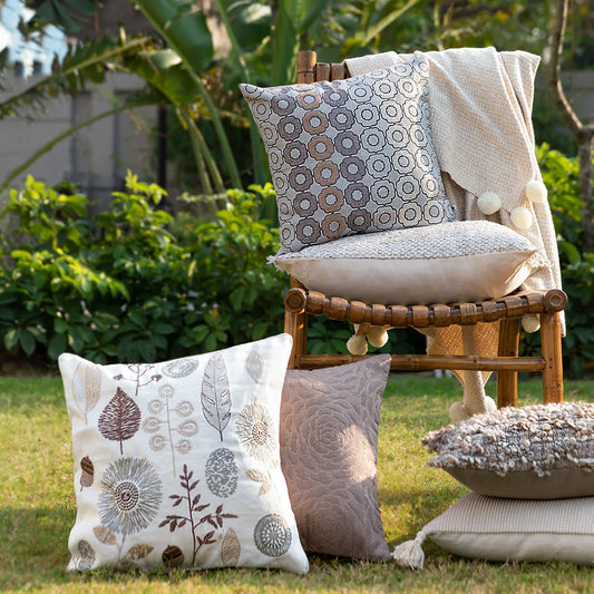 Square cushions in garden
