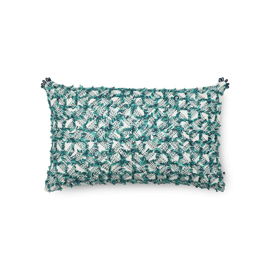 Cushion cover in rectangular shape with blue and white color