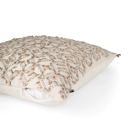 Whte and cream ruffle cushion with zip
