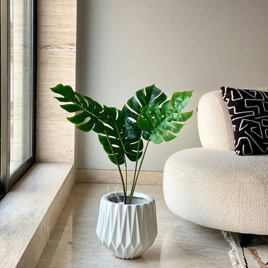 Monstera Fake Plant Home Decor | Natural Looking Artificial Plant Small - 2.5 Feet