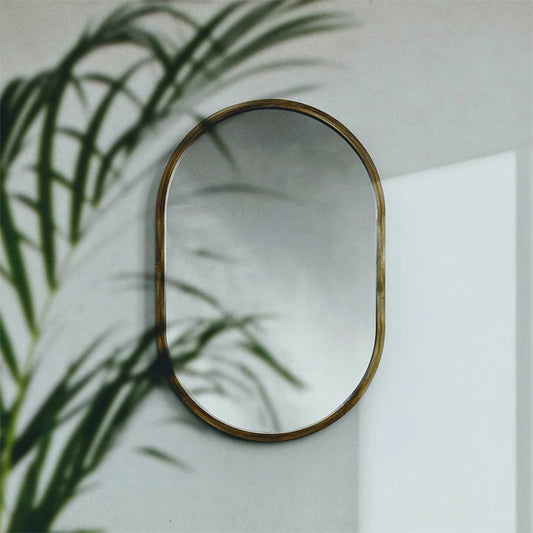 Mira Bamboo Oval Mirror | Modern Wall Mirror Design for Living Room