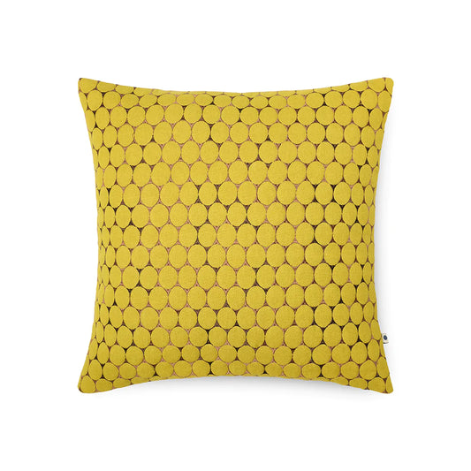 Square throw pillow in yellow colour