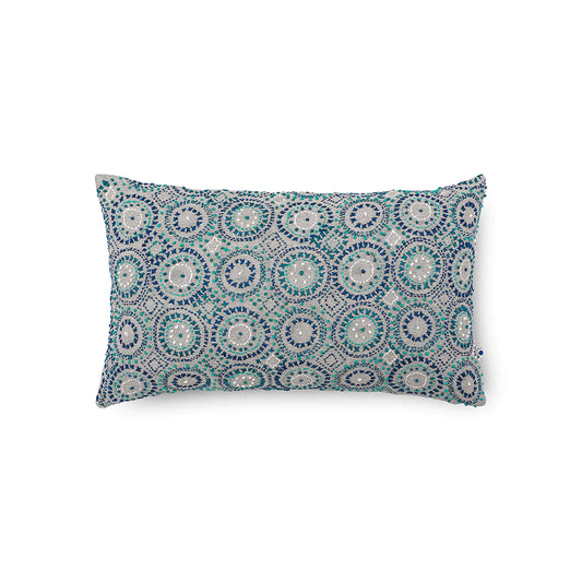 Teal cushion cover in rectangular shape