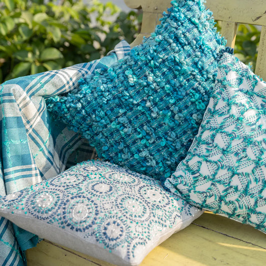 Multicolor cushion and throw