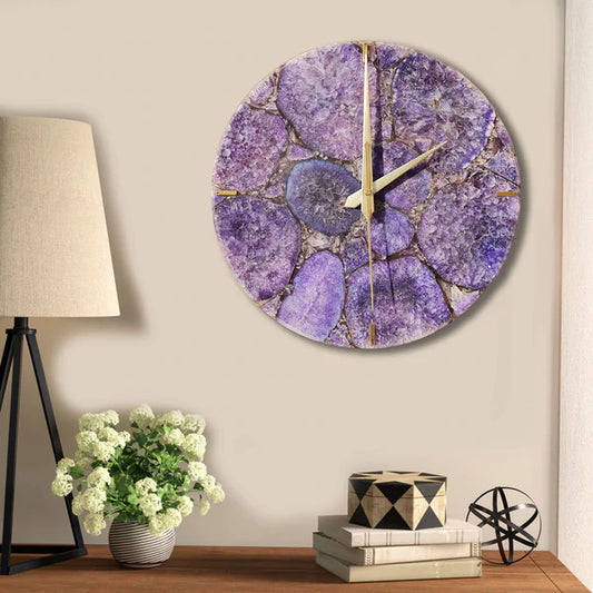 Purple Agate Wall Clock | Round Wall clock for Bedroom & Living Room