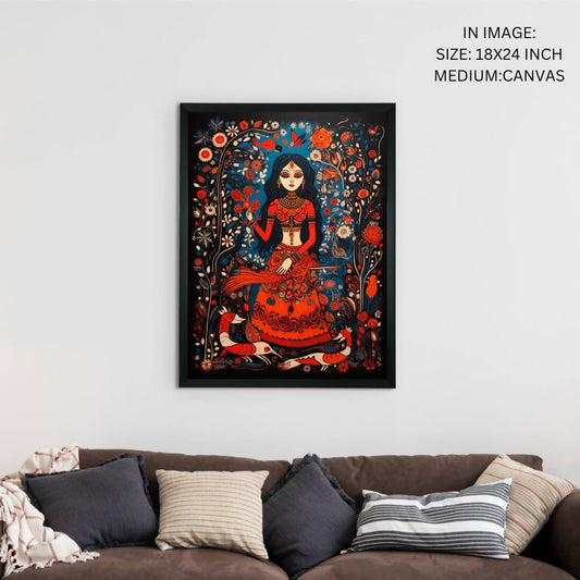 Sowpeace Canvas: Artisan Red Women Wall Decor Masterpiece Collection