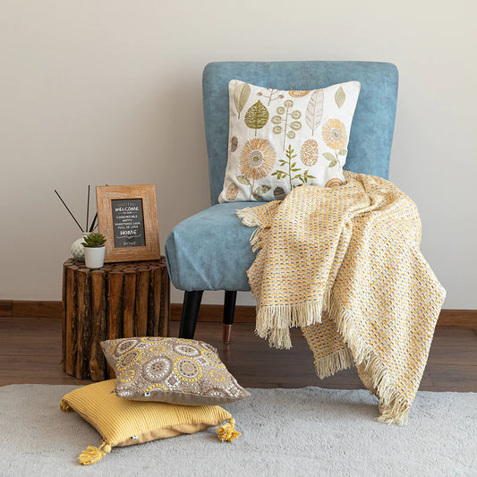 Multi color cushions and throw